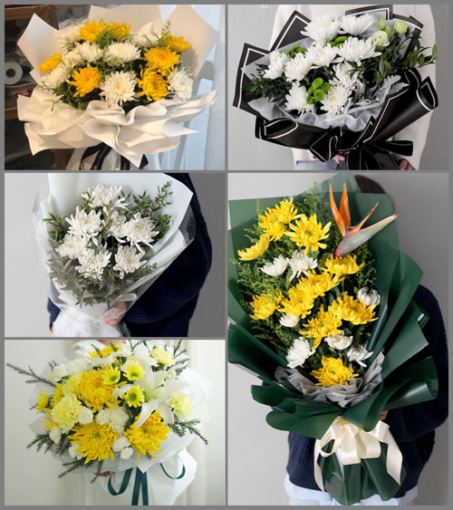 山东莱芜莱城区苗山镇东古德范村白事花束代送